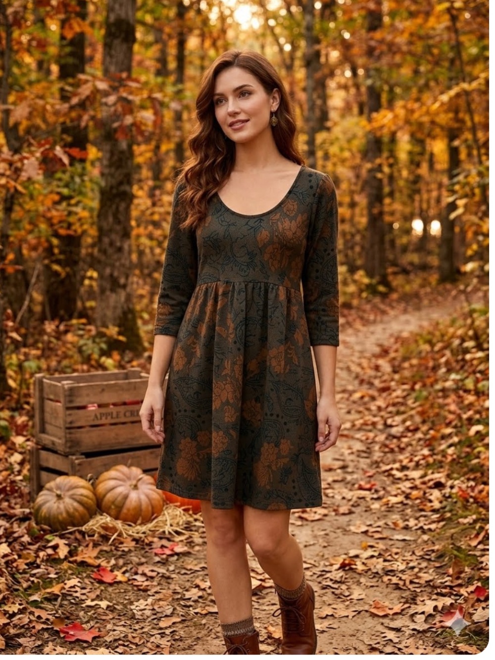 Reborn J
Floral Babydoll Mini Dress Brown Black 3/4
Sleeve Cottagecore S
